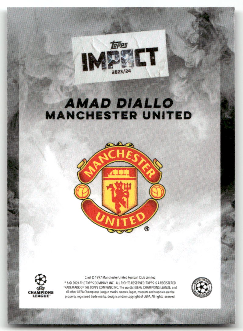 Fußball Amad Diallo - 2023-24 2023/24 Topps Impact UEFA CL - Manchester United Trading Card Original