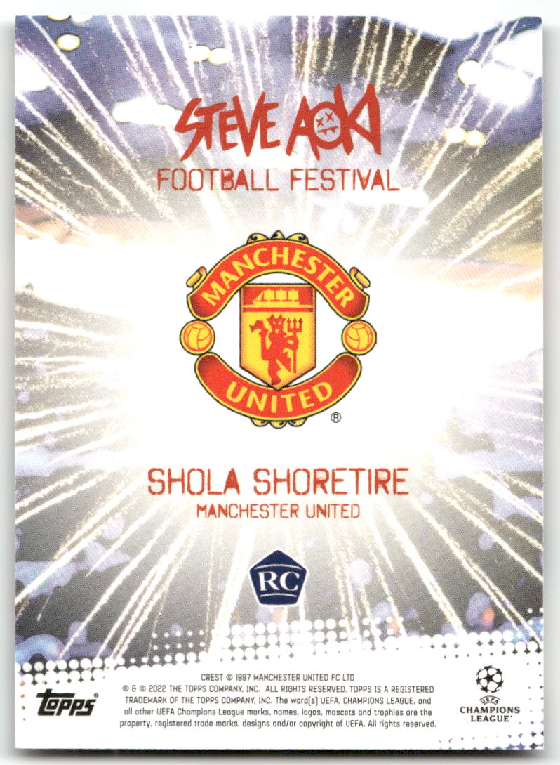 Fußball Shola Shoretire Rookie - 2022 Topps x Steve Aoki UEFA CL Football Festival - Firework - Manchester United Trading Card Original