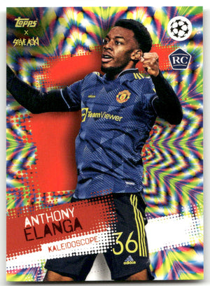 Fußball Anthony Elanga Rookie - 2022 Topps x Steve Aoki UEFA CL Football Festival - Kaleidoscope - Manchester United #36 Trading Card Original
