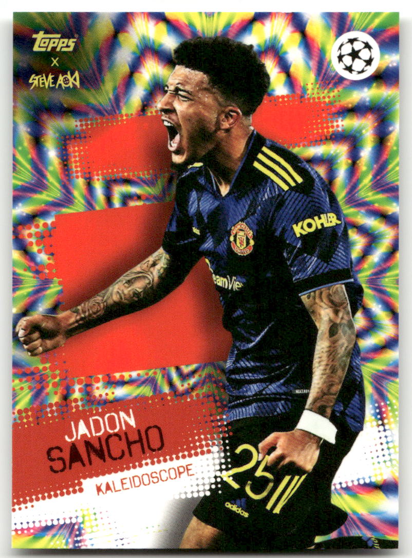 Fußball Jadon Sancho - 2022 Topps x Steve Aoki UEFA CL Football Festival - Kaleidoscope - Manchester United Trading Card Original