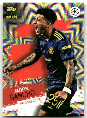 Fußball Jadon Sancho - 2022 Topps x Steve Aoki UEFA CL Football Festival - Kaleidoscope - Manchester United Trading Card Original