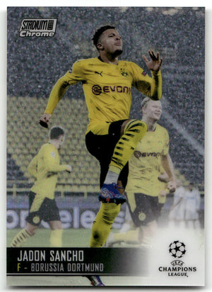 Fußball Jadon Sancho - 2020-21 Topps Stadium Club Chrome UEFA CL - Refractor - Borussia Dortmund #15 Trading Card Original