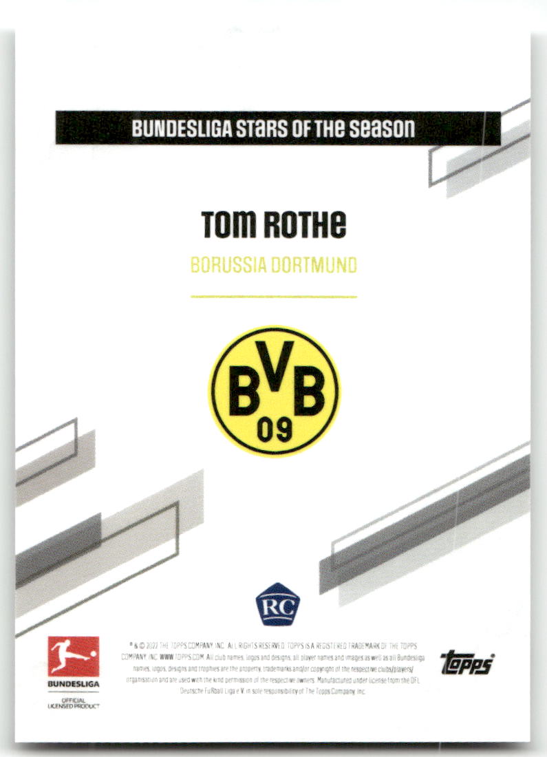 Fußball Tom Rothe Rookie - 2022 Topps Bundesliga Stars of the Season - Borussia Dortmund Trading Card Original