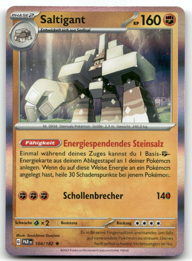 2023 Paradox Rift Saltigant #104/182 Rare Holo Pokémon TCG