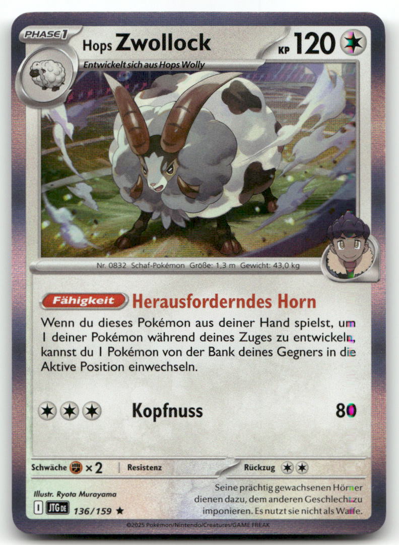 2025 Journey Together Hops Zwollock #136/159 Rare Pokémon TCG