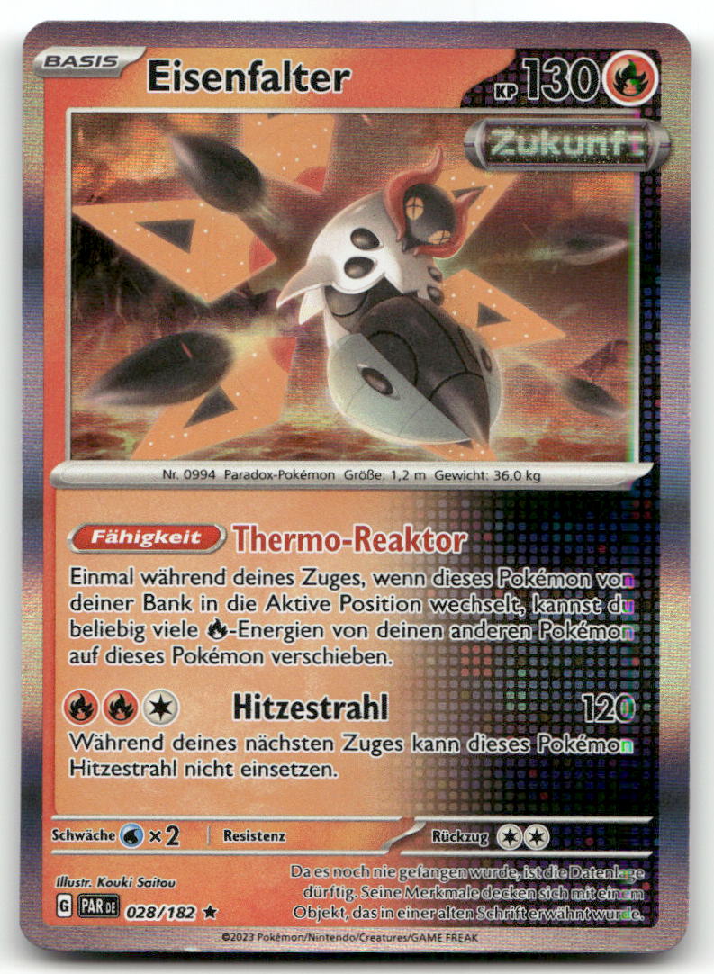 2023 Scarlet & Violet Paradox Rift Eisenfalter #028/182 Rare Holo Pokémon TCG
