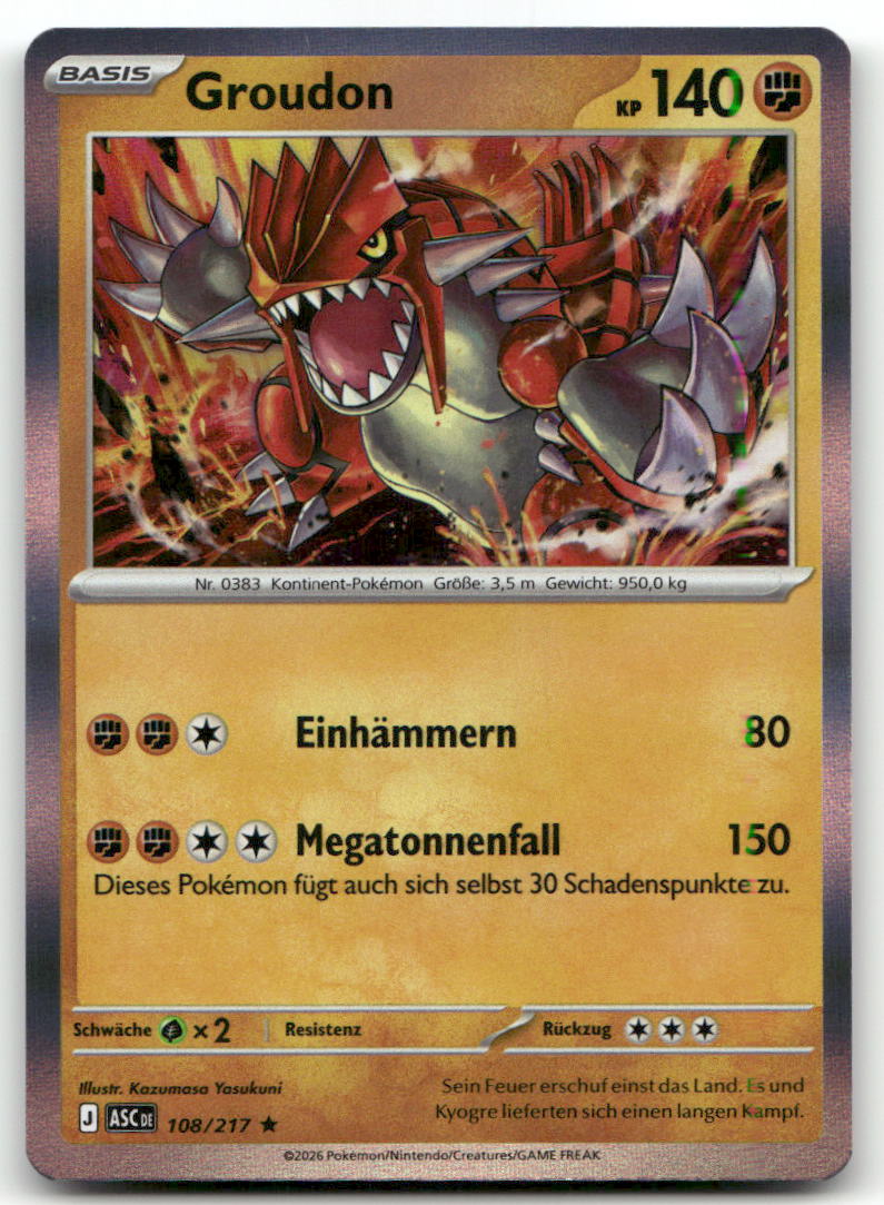 2026 ASC Groudon #108/217 Rare Holo Pokémon TCG