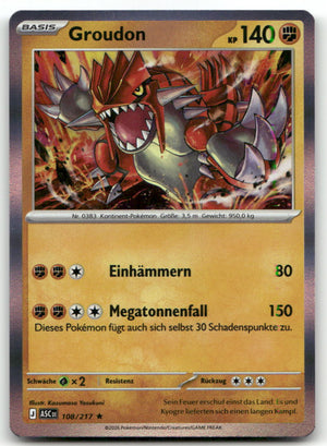 2026 ASC Groudon #108/217 Rare Holo Pokémon TCG