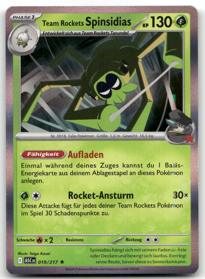 2026 ASC Team Rockets Spinsidias #019/217 Rare Pokémon TCG