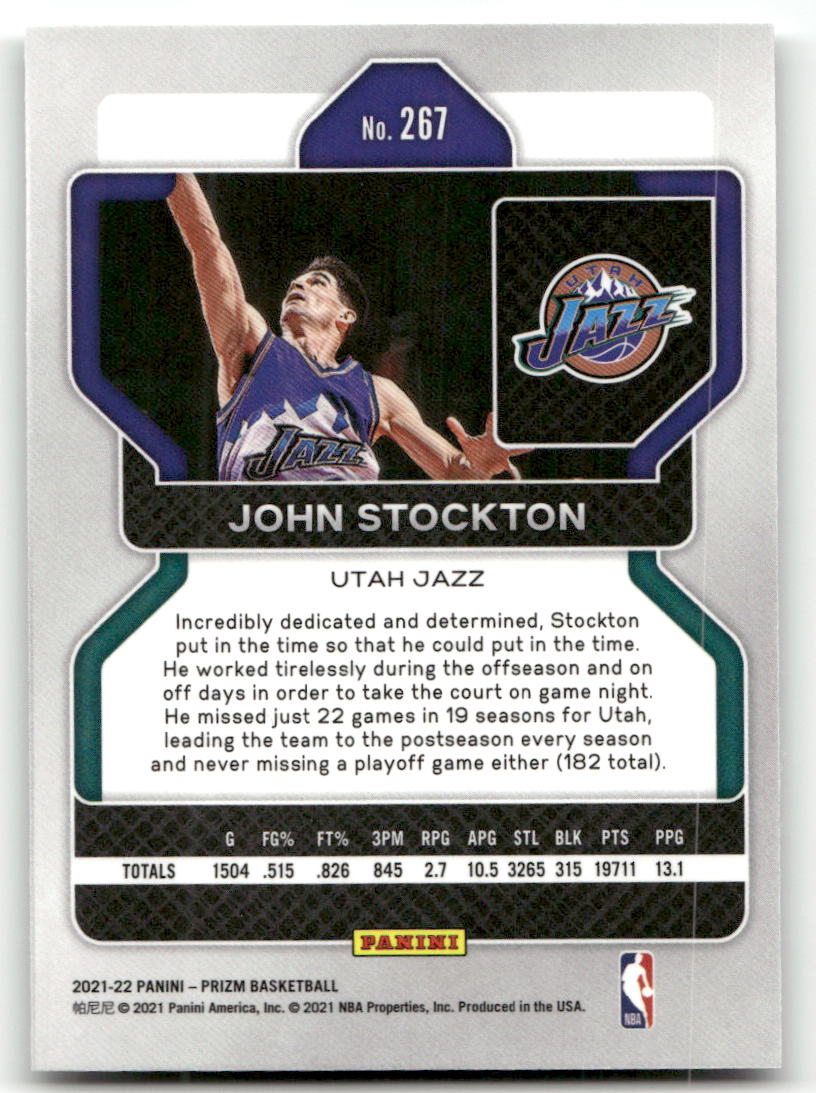 Basketball NBA John Stockton - 2021-22 Panini Prizm Basketball - Utah Jazz #267 Trading Card Original