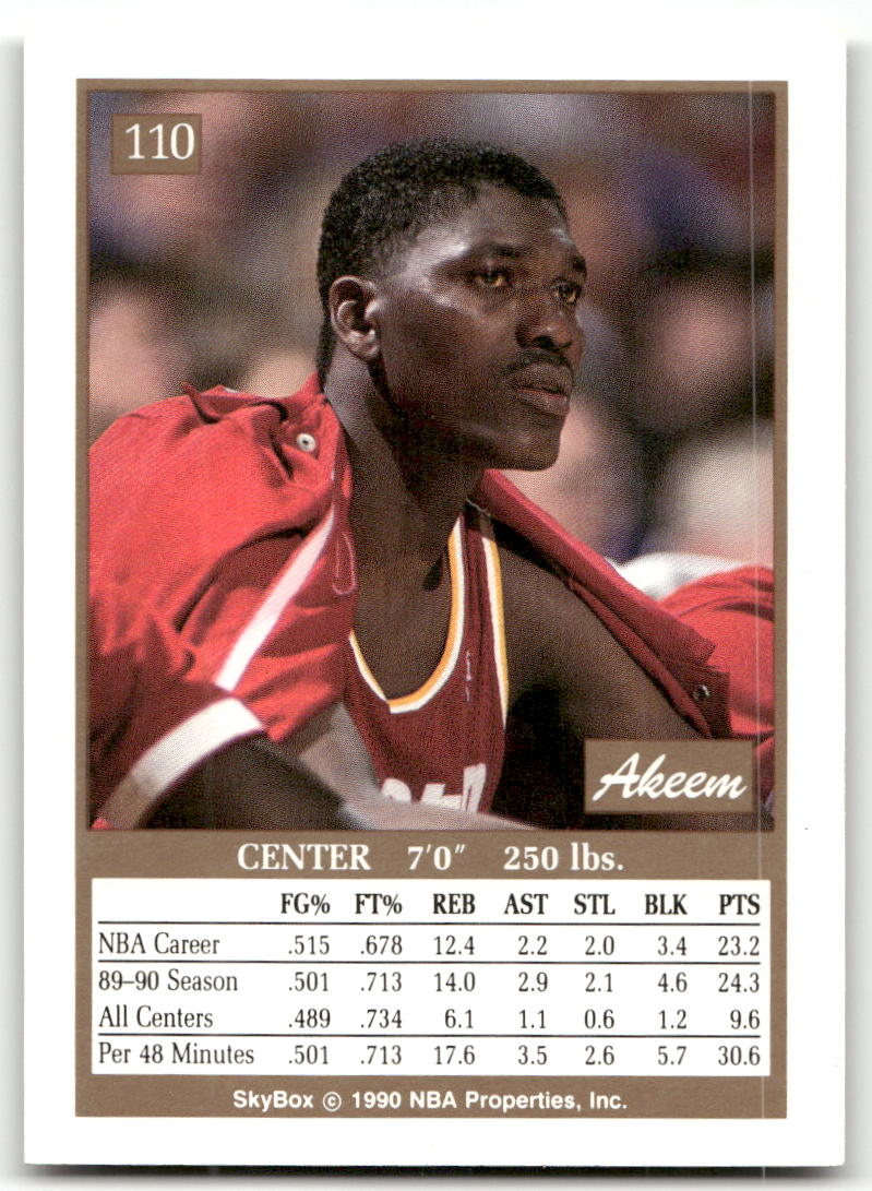 Basketball NBA Akeem Olajuwon - 1990-91 SkyBox - Houston Rockets #110 Trading Card Original
