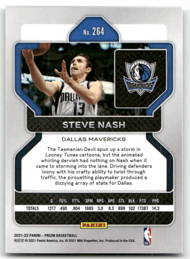 Basketball NBA Steve Nash - 2021-22 Panini Prizm Basketball - Dallas Mavericks #264 Trading Card Original