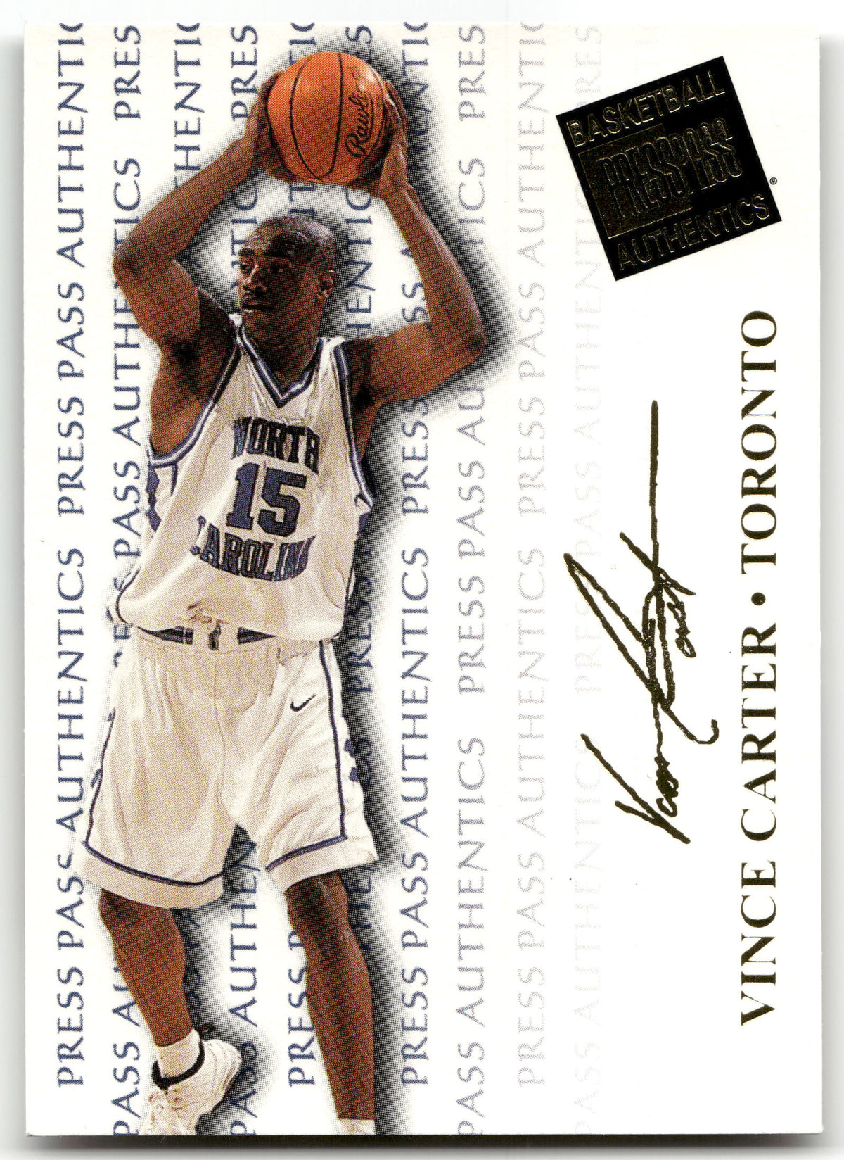 Basketball NBA Vince Carter - 1998 Press Pass Authentics Basketball - Toronto #4 Trading Card Original