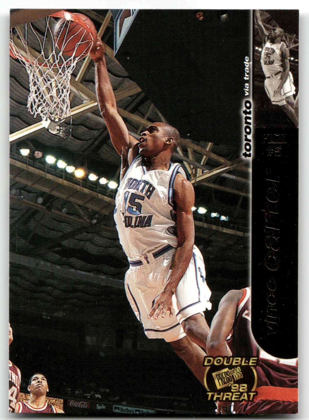 Basketball NBA Vince Carter Rookie - 1998 Press Pass Double Threat - Toronto Raptors #4 Trading Card Original