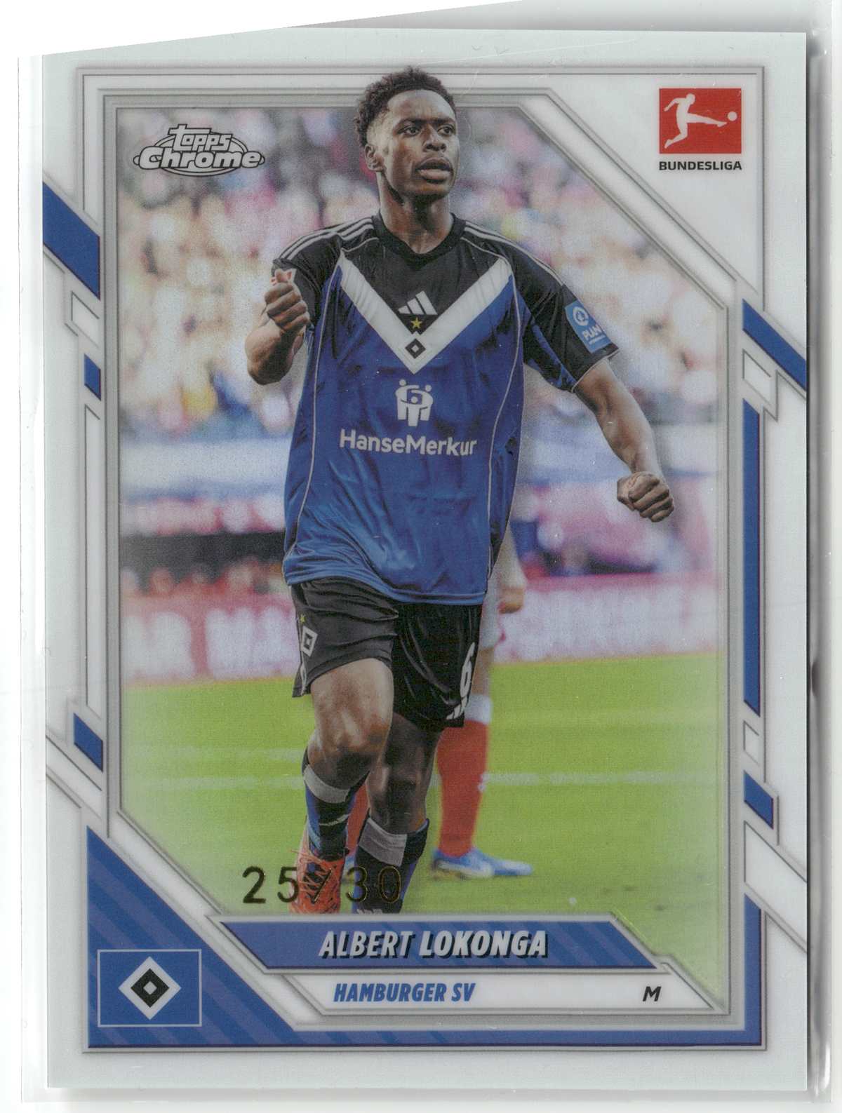 Fußball Albert Lokonga - 2025-26 Topps Chrome Bundesliga - True White /30 - Hamburger SV #37 Trading Card Original