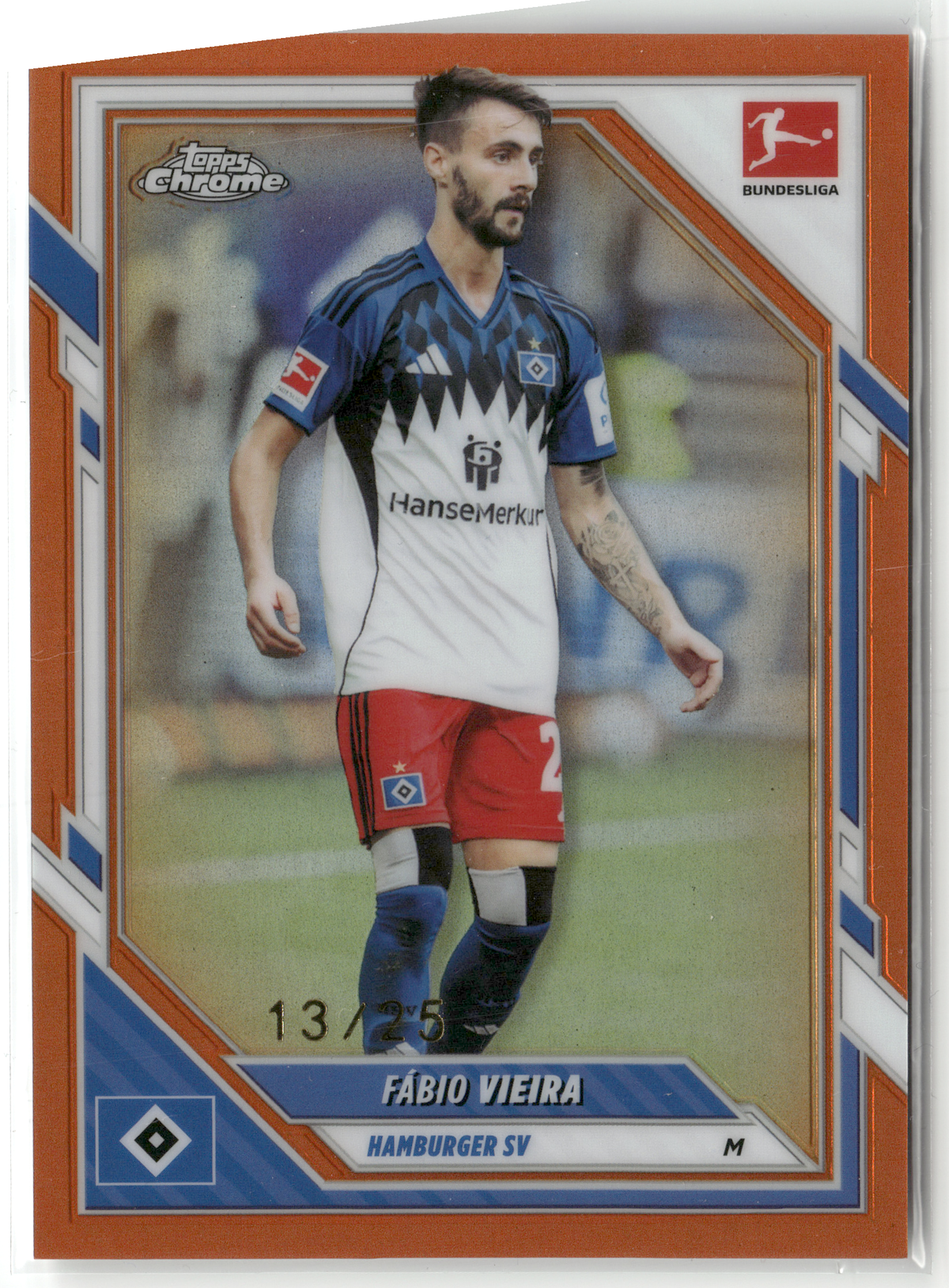 Fußball Fábio Vieira - 2025-26 Topps Chrome Bundesliga - True Orange /25 - Hamburger SV #36 Trading Card Original