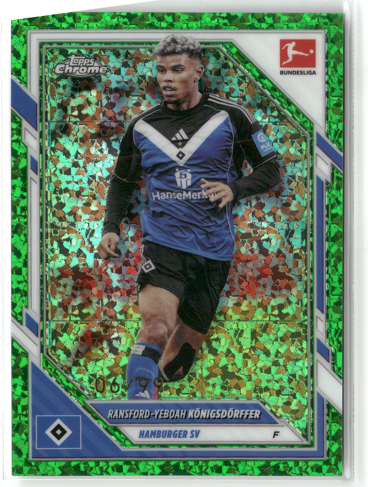 Fußball Ransford-Yeboah Königsdörffer - 2025-26 Topps Chrome Bundesliga - Green Mini Diamonds /99 - Hamburger SV #39 Trading Card Original