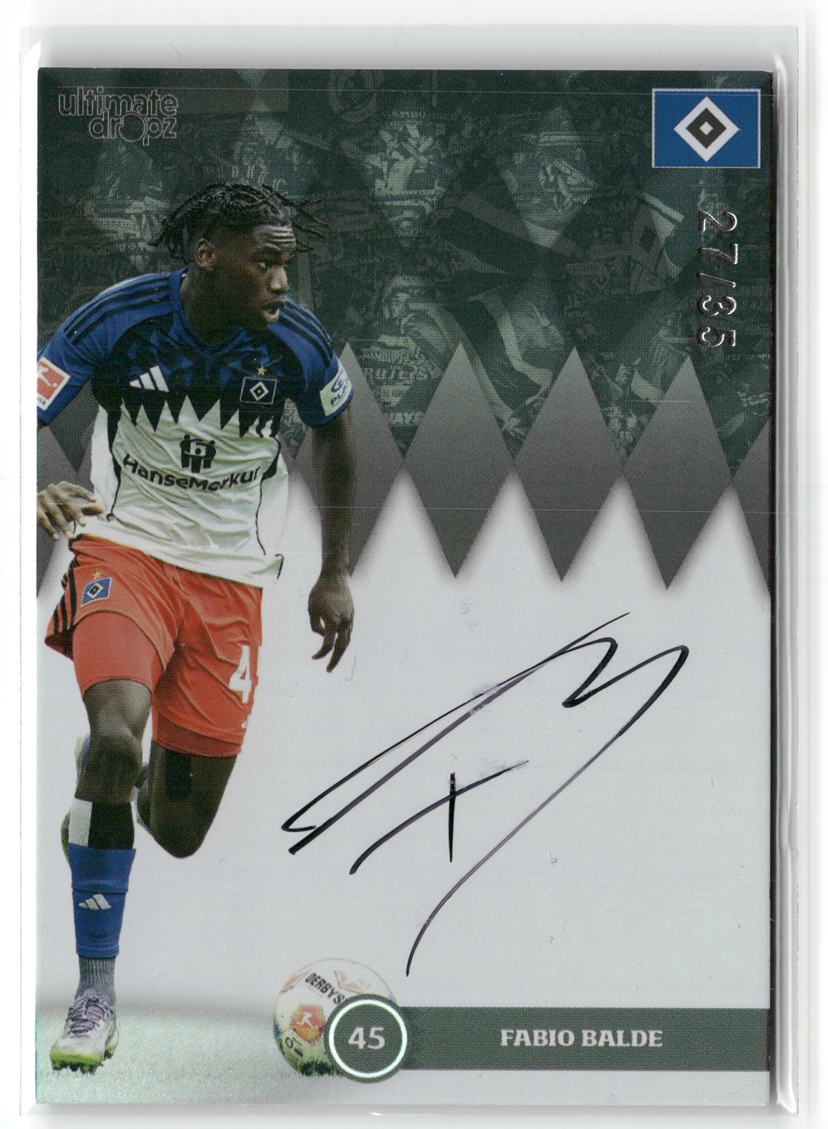 Fußball Fabio Balde - 2025 Ultimate Dropz - On-Card Auto /35 - Hamburger SV Trading Card Original