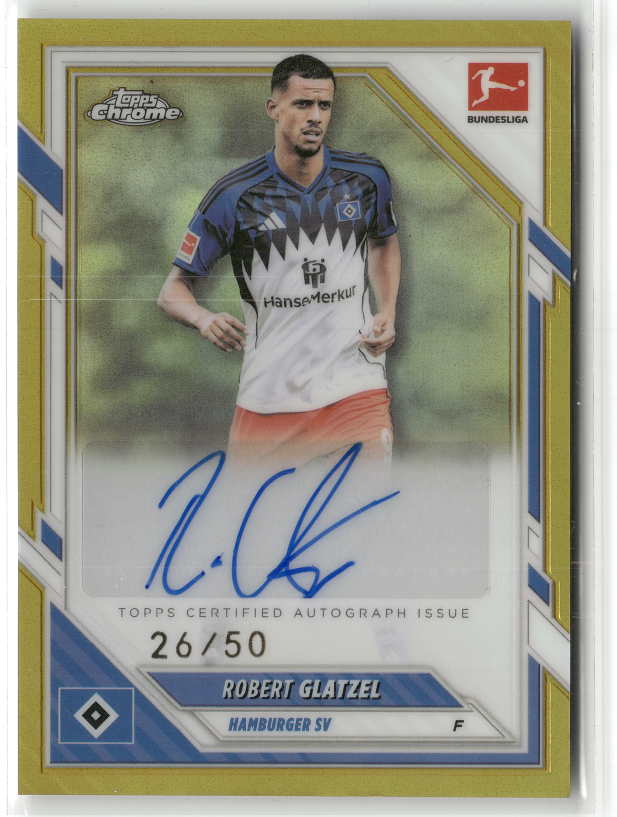 Fußball Robert Glatzel - 2025-26 Topps Chrome Bundesliga - True Gold Auto /50 - Hamburger SV #BA-RG Trading Card Original