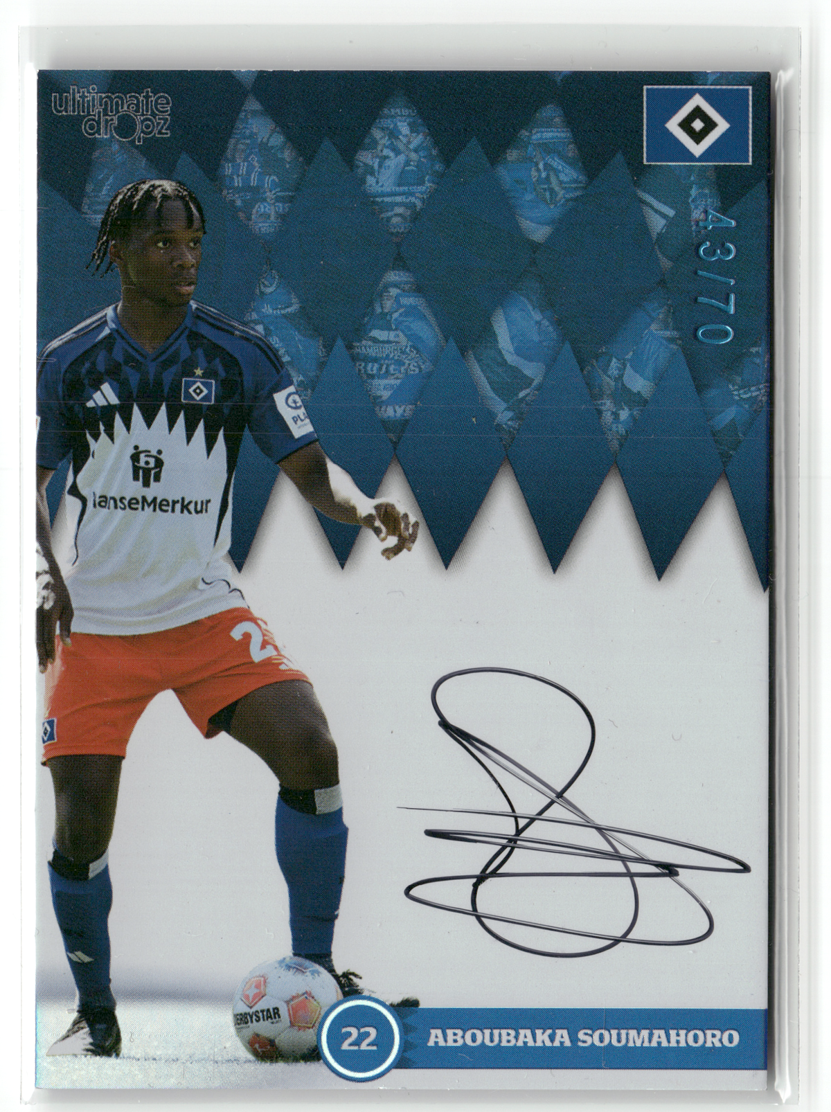 Fußball Aboubaka Soumahoro - 2025 Ultimate Dropz HSV - On-Card Auto /70 - Hamburger SV Trading Card Original