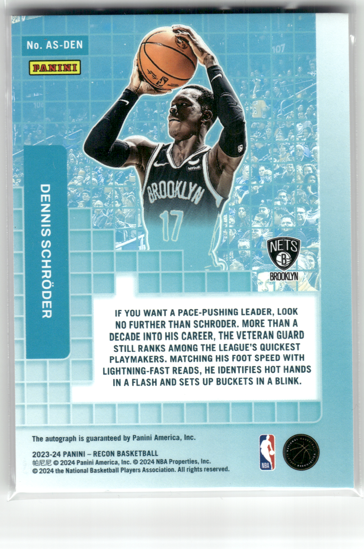 Basketball NBA Dennis Schröder - 2023-24 Panini Recon Basketball - Blue Auto - Brooklyn Nets #AS-DEN Trading Card Original