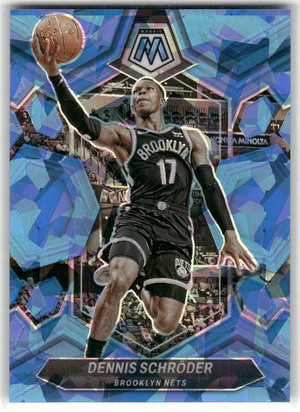 Basketball NBA Dennis Schröder - 2023-24 Panini Mosaic Basketball - Blue Cracked Ice /125 - Brooklyn Nets #148 Trading Card Original
