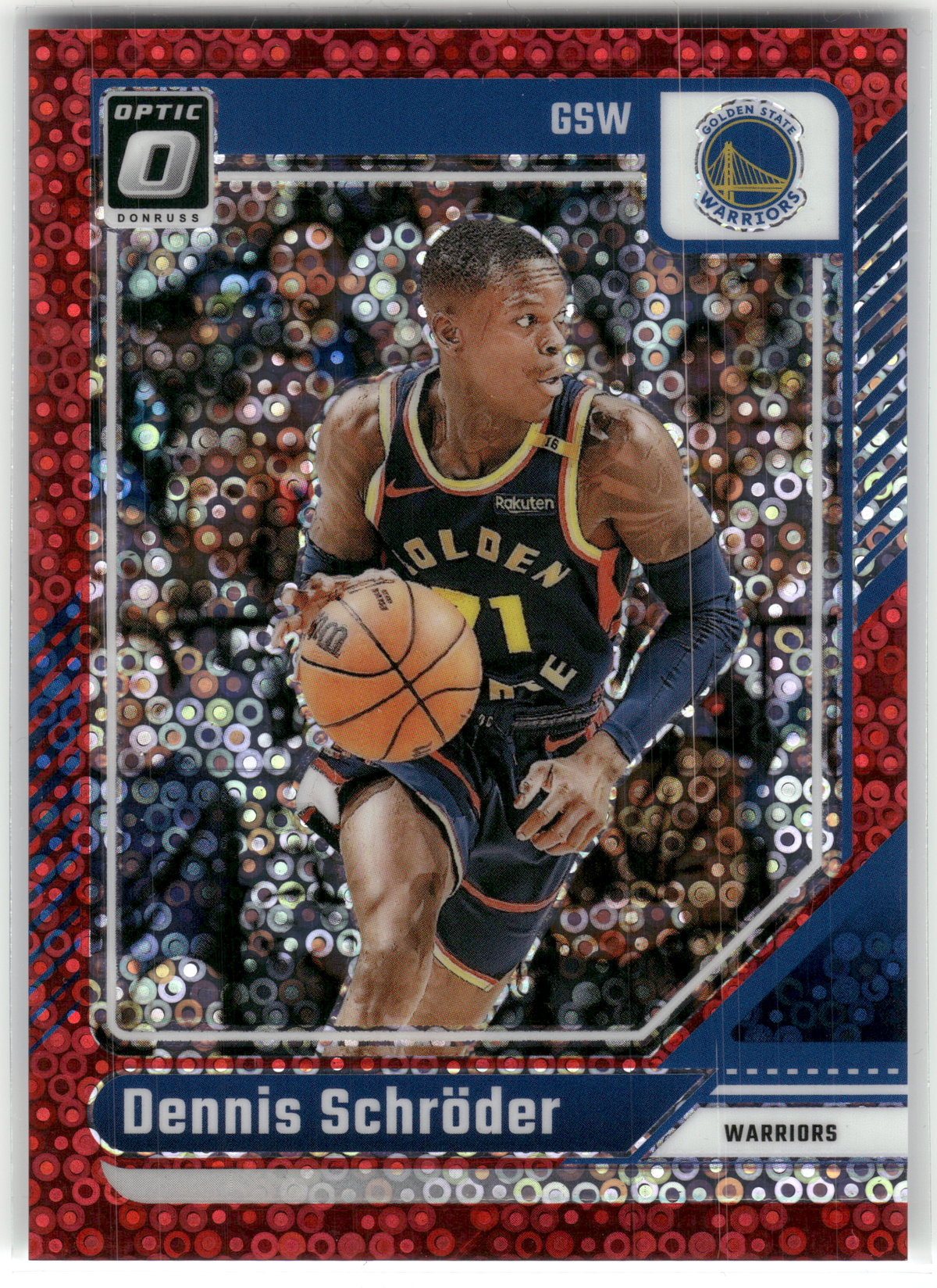 Basketball NBA Dennis Schröder - 2024-25 Panini Donruss Optic Basketball - Red Fast Break Prizm /75 - Golden State Warriors #84 Trading Card Original