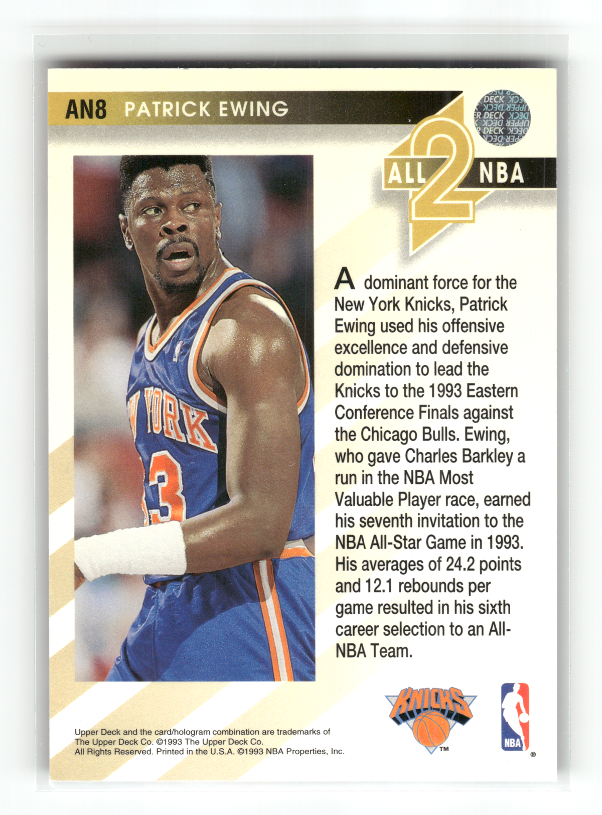 Basketball NBA Patrick Ewing - 1993-94 Upper Deck All-NBA - New York Knicks #AN8 Trading Card Original