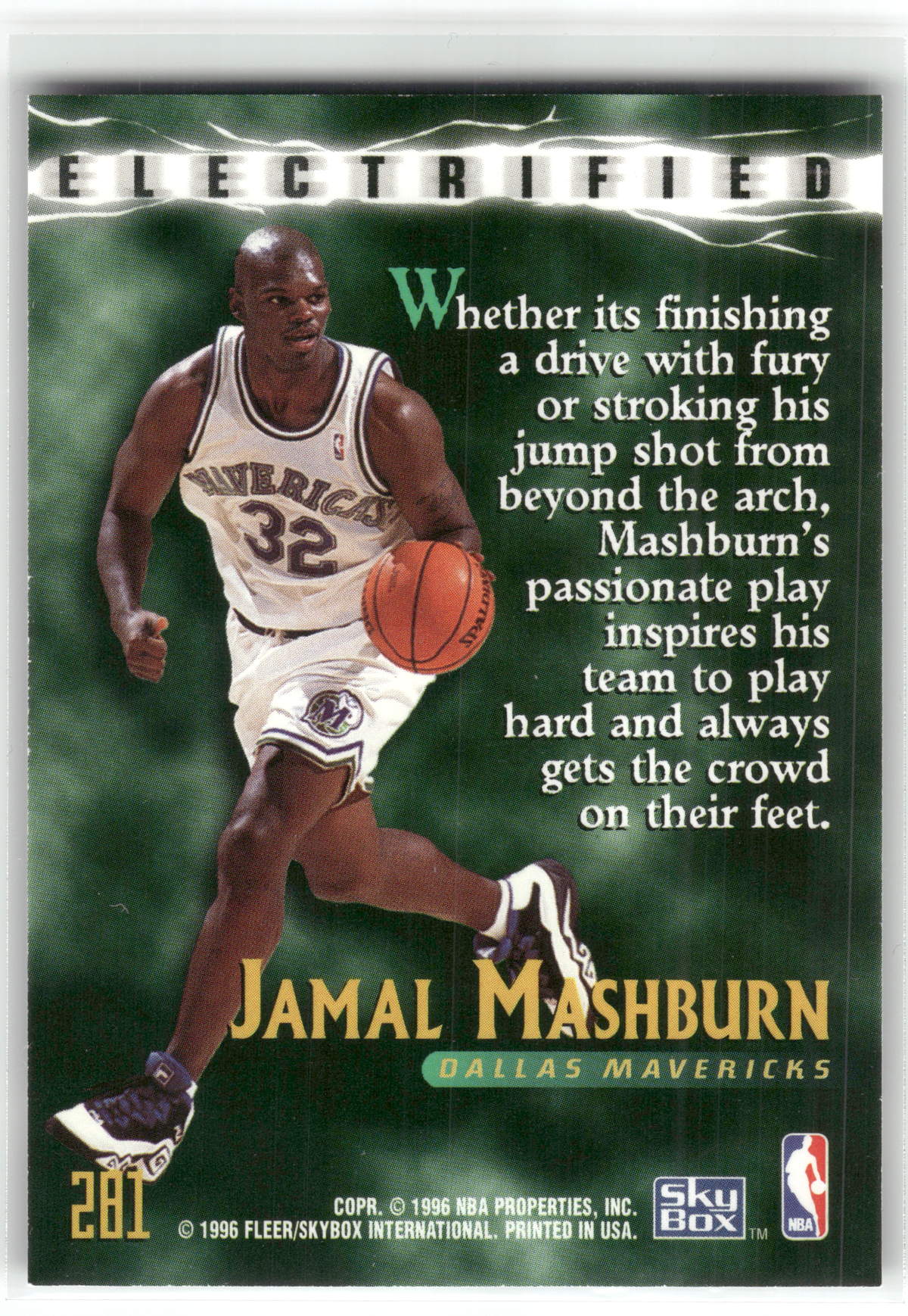 Basketball NBA Jamal Mashburn - 1996 SkyBox NBA - Dallas Mavericks #281 Trading Card Original