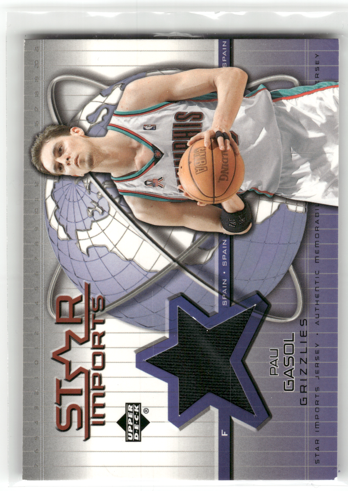 Basketball NBA Pau Gasol - 2002-03 Upper Deck Star Imports Jersey - Game-Used Relic - Memphis Grizzlies #PG-SI Trading Card Original