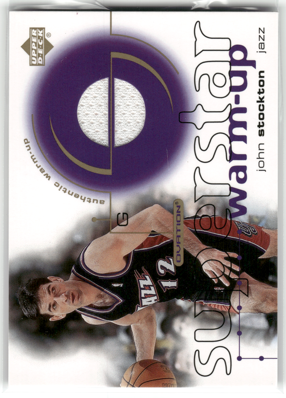 Basketball NBA John Stockton - 2001 Upper Deck Ovation Superstar Warm-Up - Game-Used Relic - Utah Jazz #ST Trading Card Original