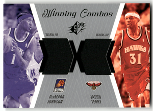 Basketball NBA DerMarr Johnson - 2003-04 SPx Winning Combos - Game-Used Double Relic - Phoenix Suns / Atlanta Hawks #WC40 Trading Card Original