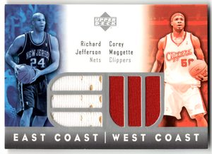 Basketball NBA Richard Jefferson - 2004 Upper Deck East Coast/West Coast - Game Used Double-Relic - New Jersey Nets / Los Angeles Clippers #EW-JM Trading Card Original
