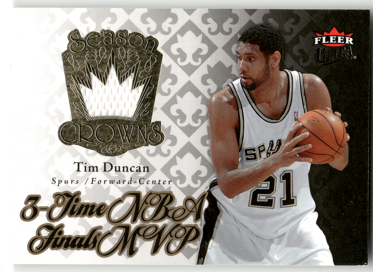 Basketball NBA Tim Duncan - 2007-08 NBA Fleer Ultra Season Crowns - Game-Used Relic - San Antonio Spurs #SC-1 Trading Card Original