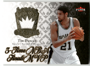 Basketball NBA Tim Duncan - 2007-08 NBA Fleer Ultra Season Crowns - Game-Used Relic - San Antonio Spurs #SC-1 Trading Card Original