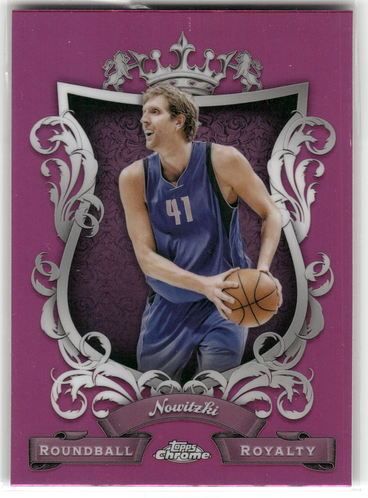 Basketball NBA Dirk Nowitzki - 2024 Topps Chrome Roundball Royalty - Purple - Dallas Mavericks #RR-4 Trading Card Original