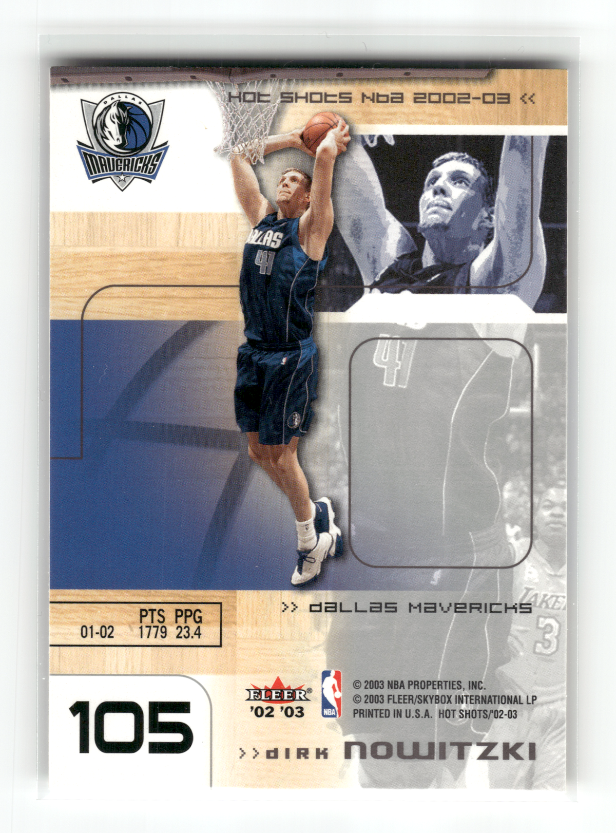 Basketball NBA Steve Nash - Fleer Hot Shots NBA 2002-03 - Dallas Mavericks #105 Trading Card Original