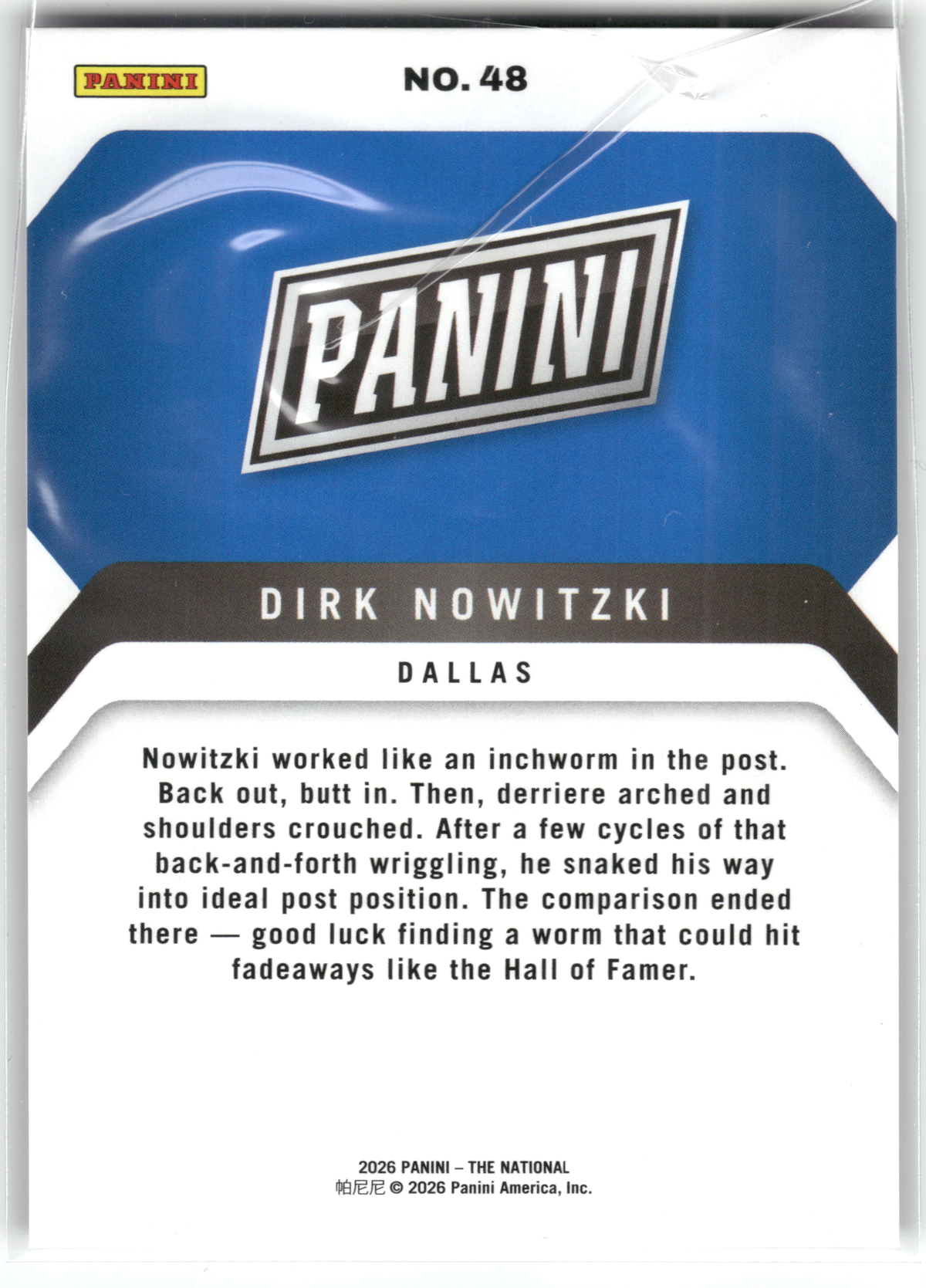 Basketball NBA Dirk Nowitzki - 2026 Panini The National - Dallas #48 Trading Card Original