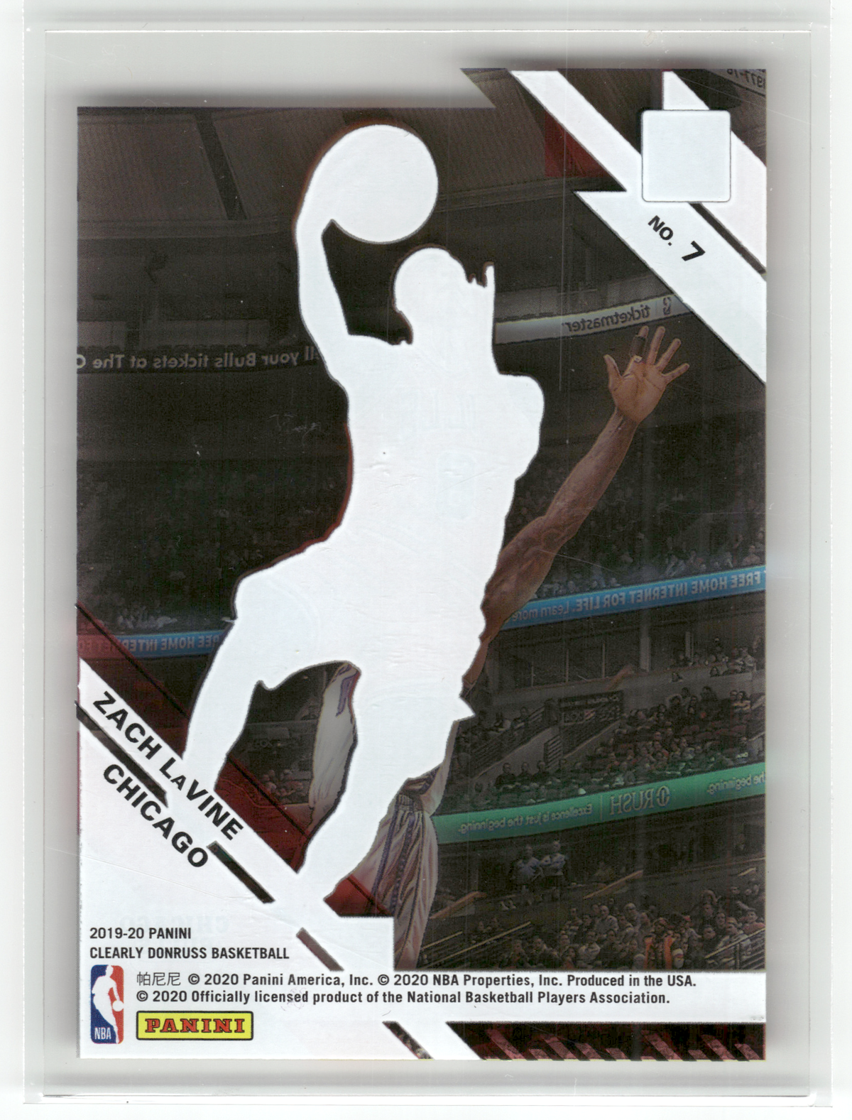 Basketball NBA Zach LaVine - 2019-20 Panini Clearly Donruss Basketball - Chicago Bulls #7 Trading Card Original