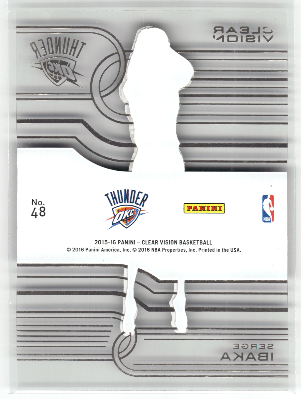 Basketball NBA Serge Ibaka - 2015-16 Panini Clear Vision Basketball - /25 - Oklahoma City Thunder #48 Trading Card Original