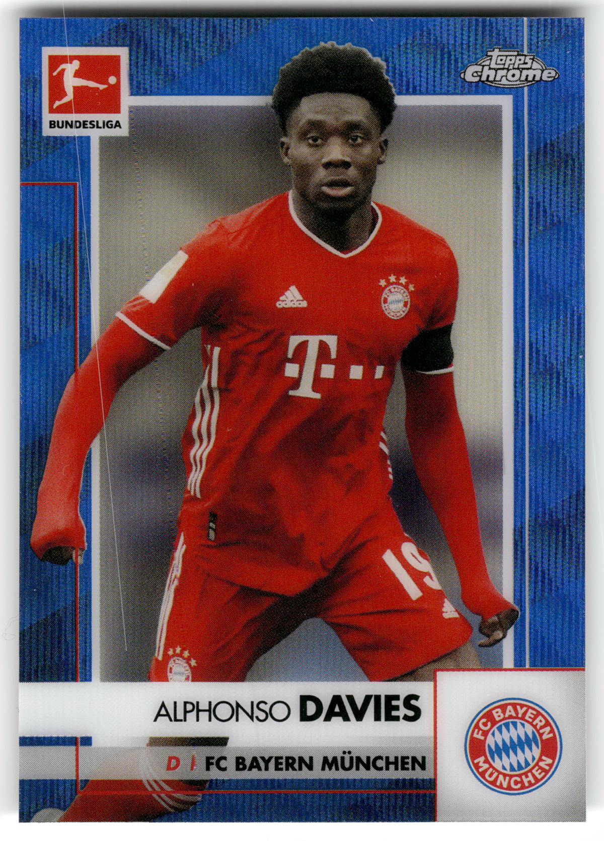 Fußball Alphonso Davies - 2020-21 Topps Chrome Bundesliga - Blue Wave /150 - FC Bayern München #82 Trading Card Original