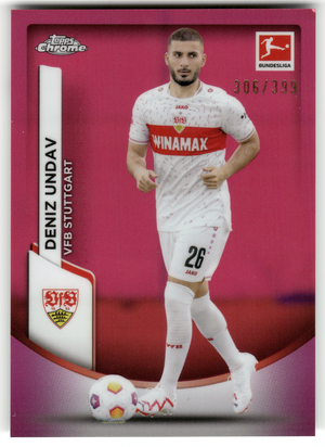 Fußball Deniz Undav - 2023-24 Topps Chrome Bundesliga - Pink Refractor /299 - VFB Stuttgart #92 Trading Card Original