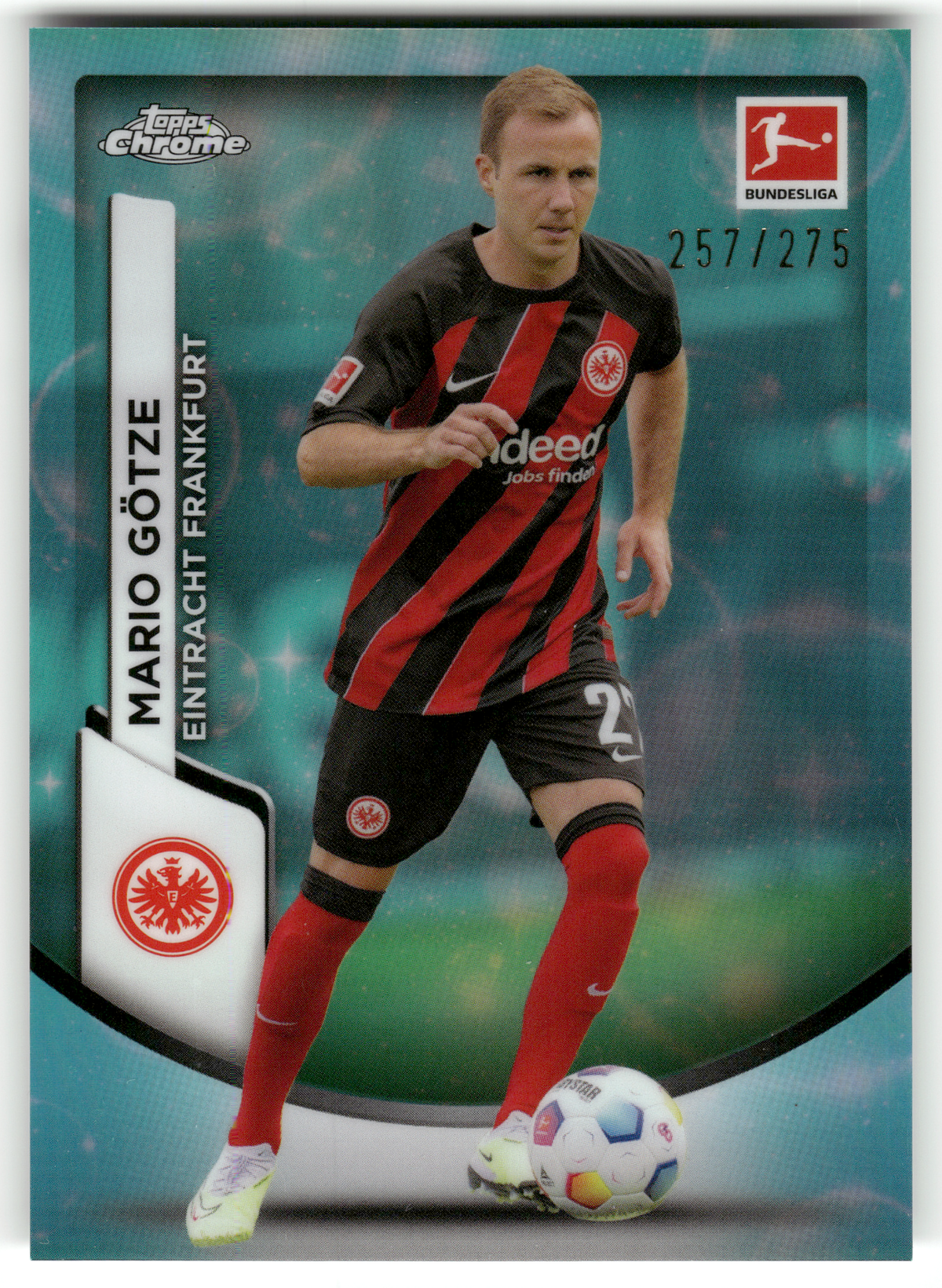 Fußball Mario Götze - 2023-24 Topps Chrome Bundesliga - Aqua Refractor /275 - Eintracht Frankfurt #31 Trading Card Original