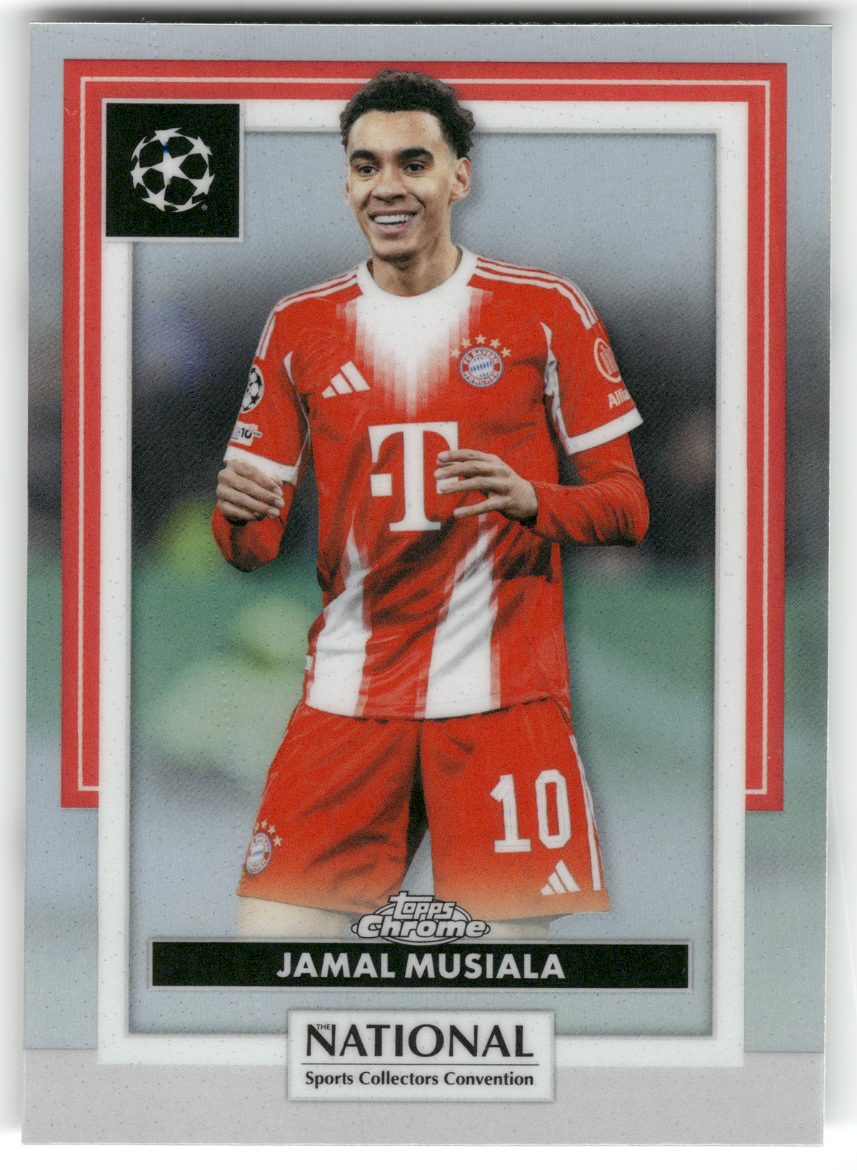 Fußball Jamal Musiala - 2024-25 Topps Chrome UEFA CL The National - Silver Holo - FC Bayern München #SC-30 Trading Card Original
