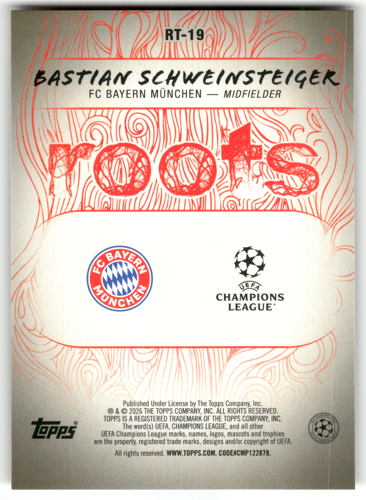 Fußball Bastian Schweinsteiger - 2026 Topps UEFA CL Roots - FC Bayern München #RT-19 Trading Card Original