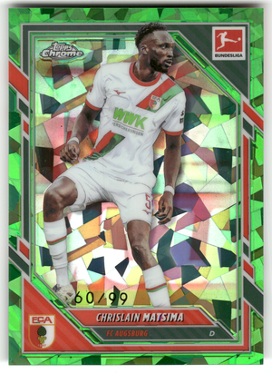 Fußball Chrislain Matsima - 2025-26 Topps Chrome Bundesliga - Green Sapphire /99 - FC Augsburg #1 Trading Card Original