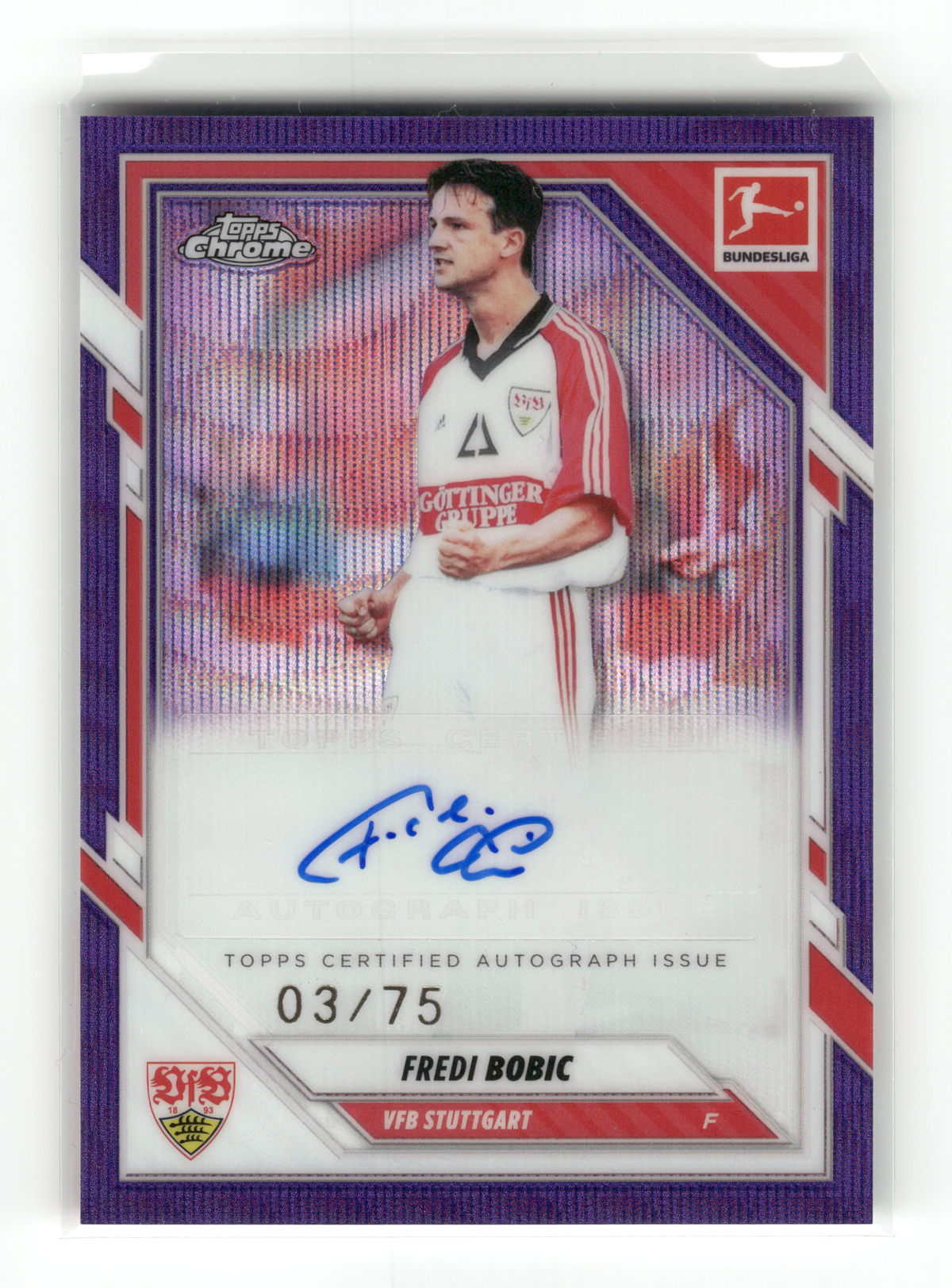 Fußball Fredi Bobic - 2025-26 Topps Chrome Bundesliga - Purple Auto /75 - VfB Stuttgart #BA-FB Trading Card Original