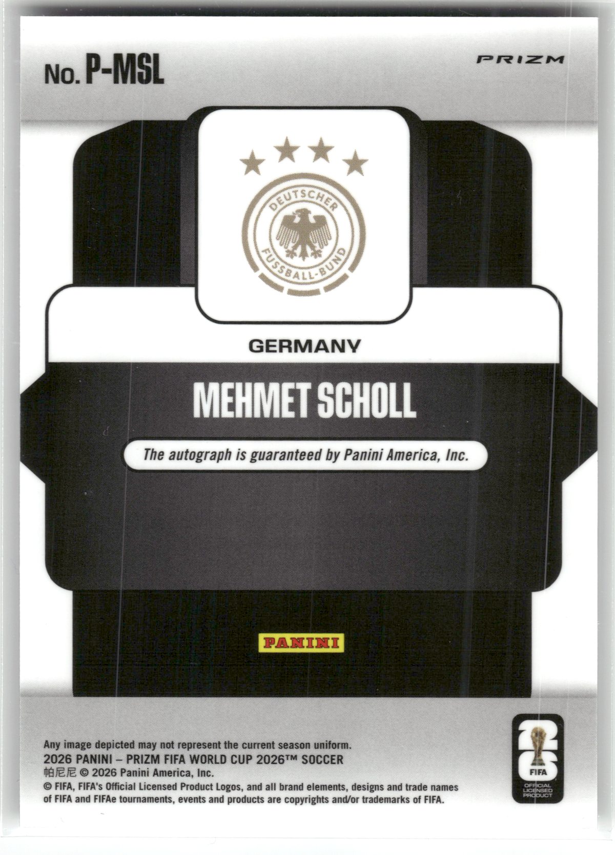 Fußball Mehmet Scholl - 2026 Panini Prizm FIFA World Cup 2026 Soccer - Silver Prizm Auto - Germany #P-MSL Trading Card Original