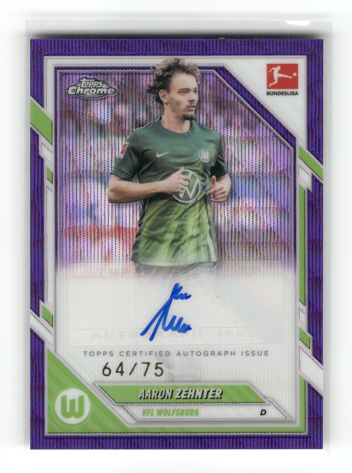 Fußball Aaron Zehnter - 2025-26 Topps Chrome Bundesliga - Purple Auto /75 - VFL Wolfsburg #BA-AZ Trading Card Original