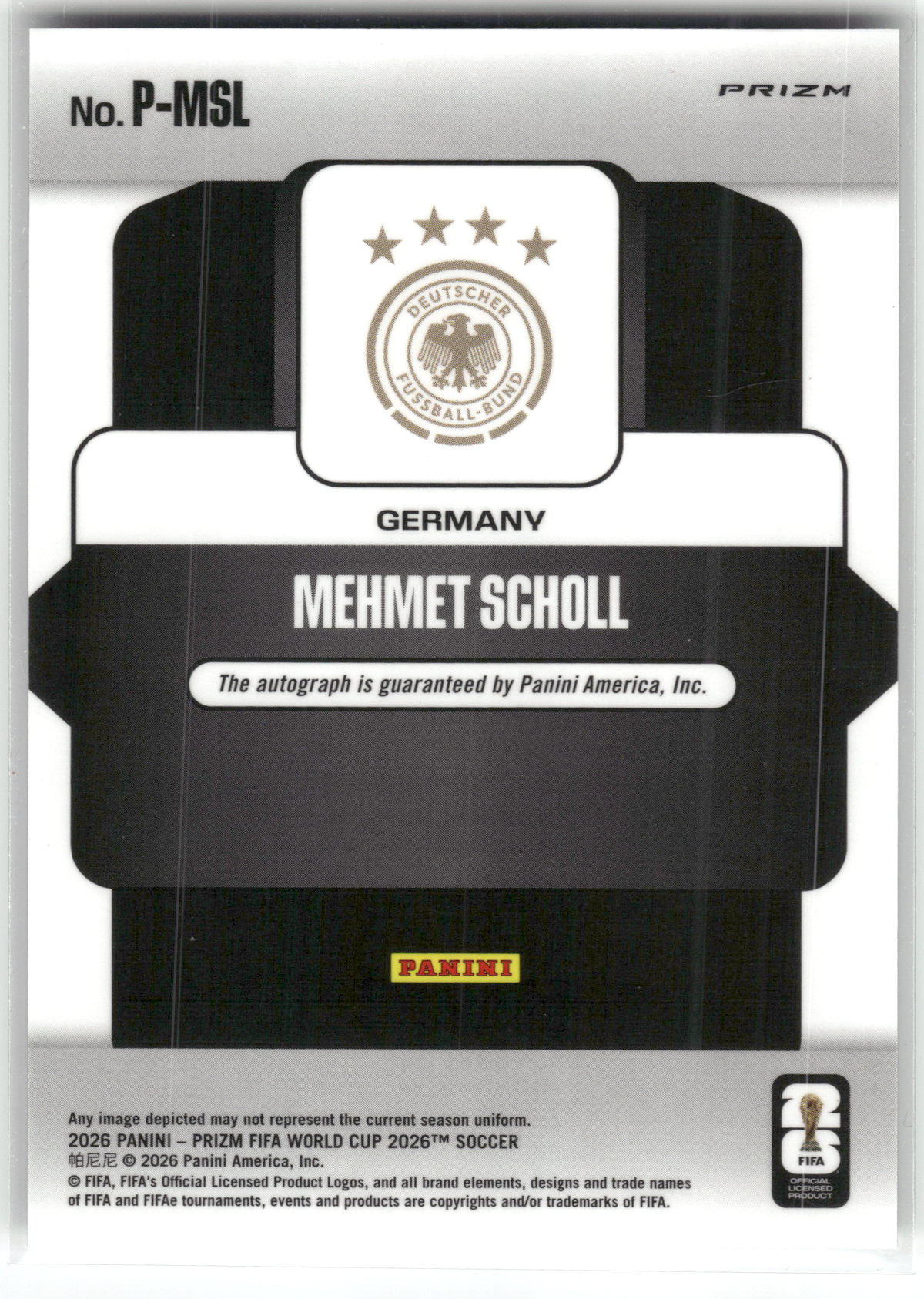 Fußball Mehmet Scholl - 2026 Panini Prizm FIFA World Cup 2026 Soccer - Silver Wave Prizm Auto - Germany #P-MSL Trading Card Original